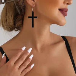 Vintage Black Resin Cross Earrings snake Dangle Earrings for Women Aesthetic Goth Gothic Long Vintage Cross Drop Women's Jewelry