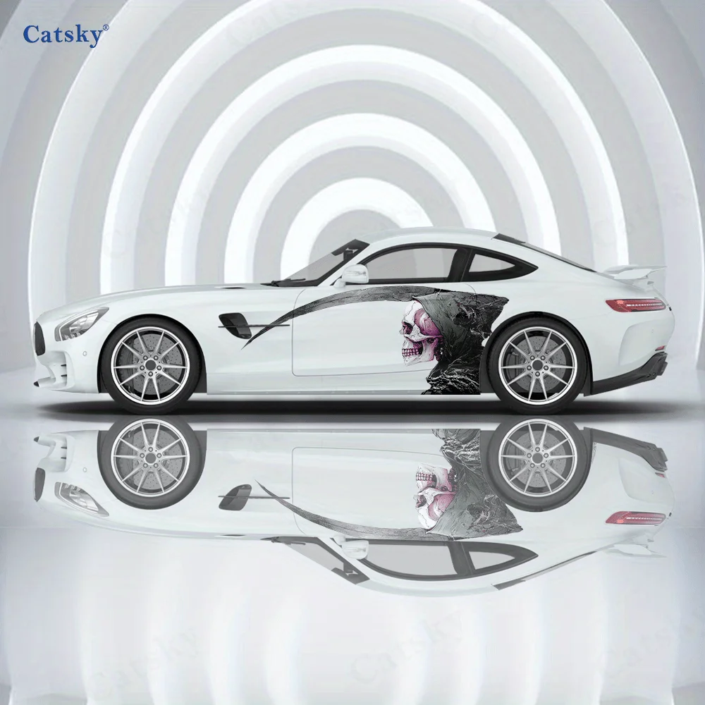 

2 шт. наклейки на боковую часть автомобиля с изображением головы и черепа тигра, самоклеящиеся, из водонепроницаемого и устойчивого к царапинам ПВХ, аксессуар для автомобиля, подарок