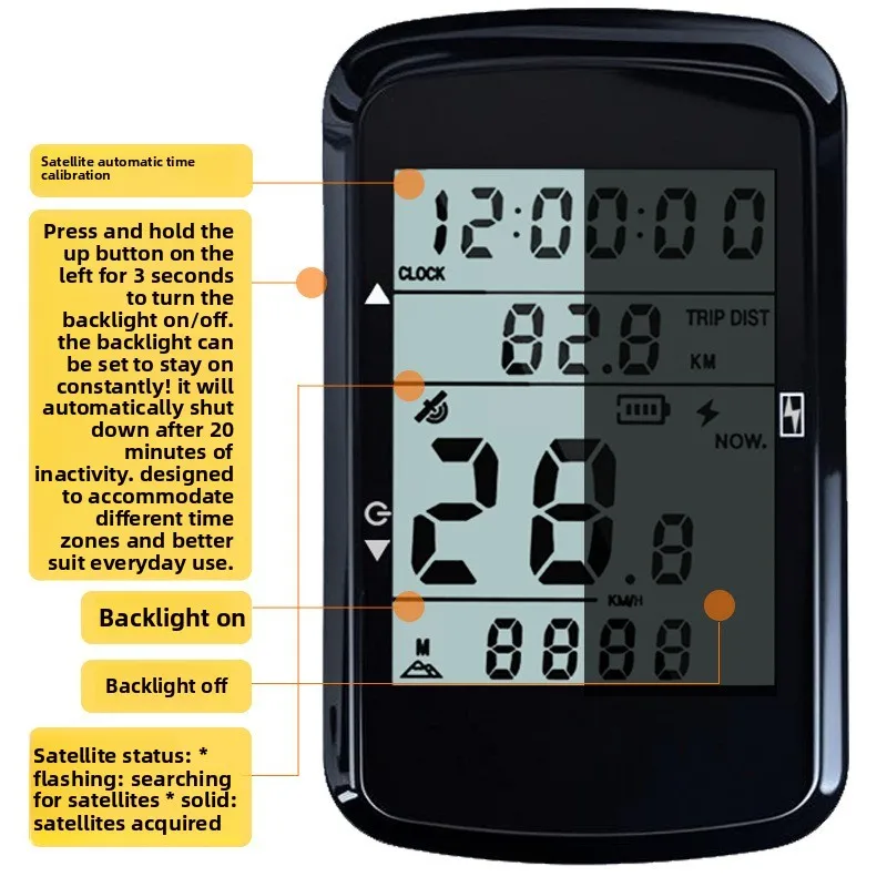 Mountain bike code meter Waterproof wireless large screen backlight cycling  Bicycle smart GPS