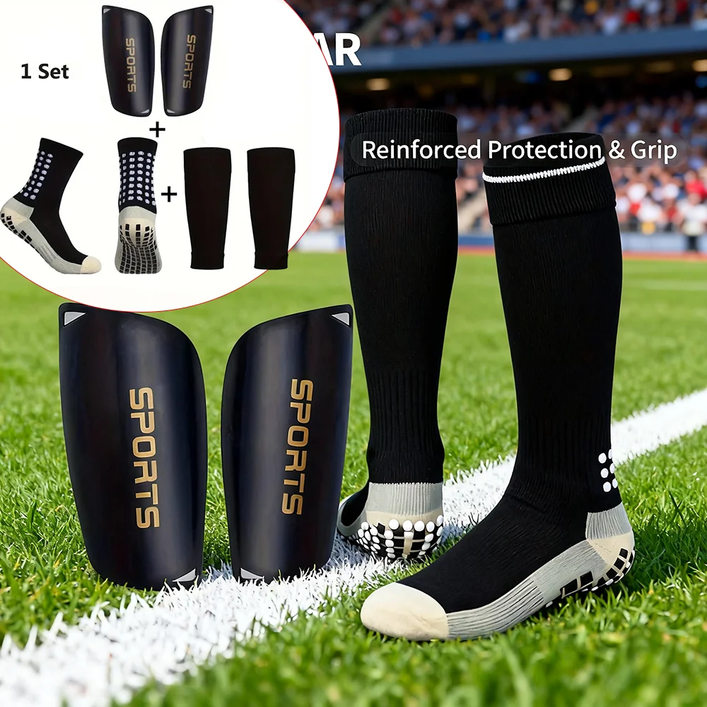 

6Pcs/Set Outdoor Sports Equipment Set Football Sports Equipment Football Socks + Shin Guards + Shin Guard Sleeves Football Training Equipment Set