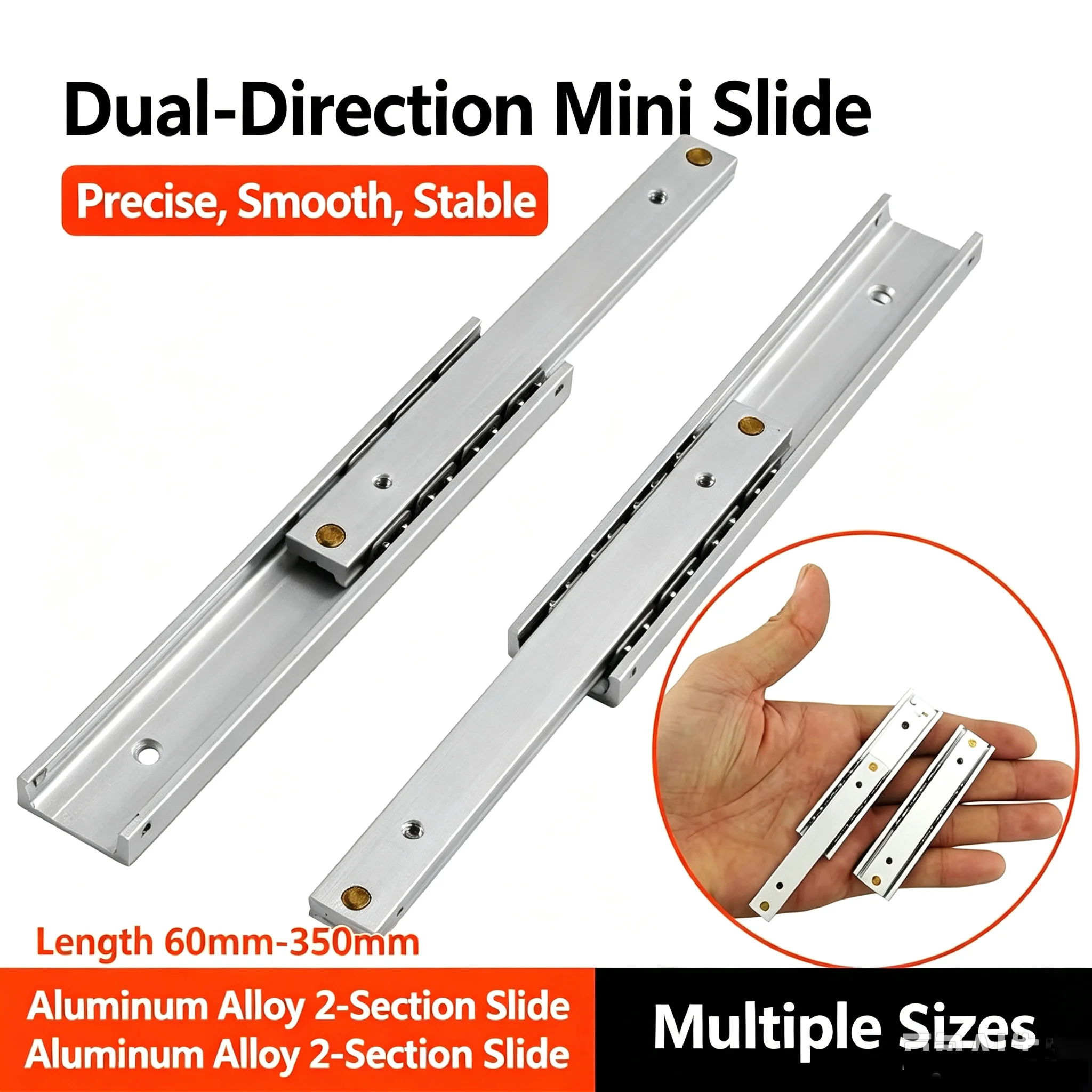 2 Small Aluminum Alloy Sliding Rail Cabinets, Drawer Display Cabinets, Jewelry Boxes, Cosmetic Boxes, Guide Rails, DIY