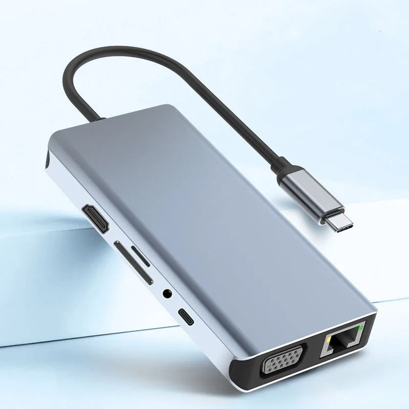 Cubo móvel de usb c para hdmi-compatível com rj45 100m vga adaptador otg thunderbolt 3 doca com pd tf sd jack3.5mm para macbook pro/ar m1