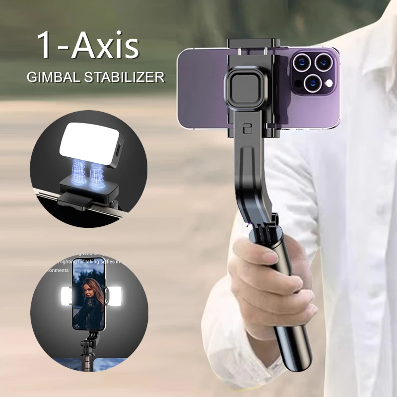 1-Axis Anti Shake Gimbal Stabilizer for Smartphone Bluetooth Selfie Stick Video Tripod Phone Holder for Mobile iPhone Android