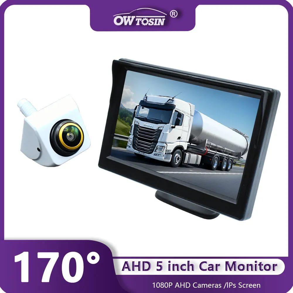 5-inch IPS Screen AHD 1920x1080P Car Monitor Night Vision 1080P Golden Lens 360° Adjustable Angle Car Rear View Vehicle Camera