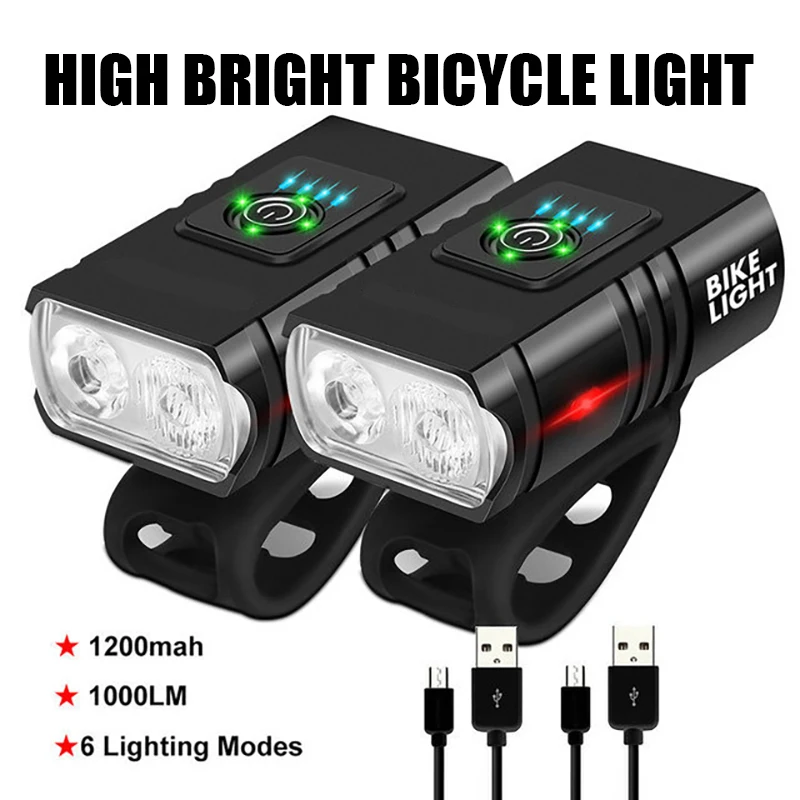 Lampka rowerowa 2T6 LED przednia USB ładowalna lampa do roweru górskiego 1000 lm reflektor rowerowy latarka akcesoria rowerowe ogon