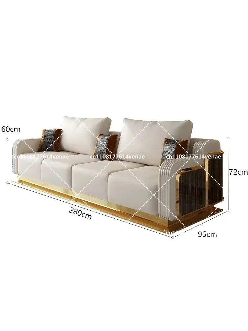 Modern Leather with Wooden Sofa Set, 2/3/4 Seater Leather Couch for Living Room, Custom Color Available