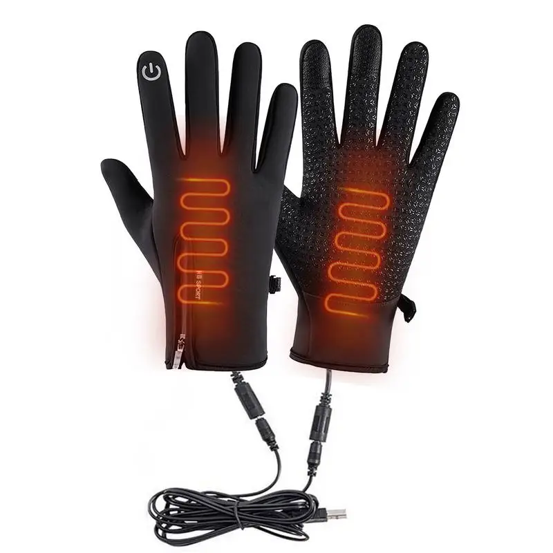 

USB Electric Heated Skiing Gloves Outdoor Cycling Hand Warmer Gloves Windproof Waterproof Winter Sports Mitten drop shipping