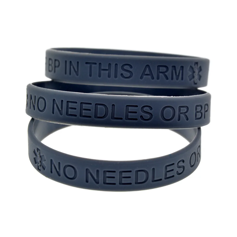50 Stück medizinische Gummiarmbänder, keine Nadeln oder Blutdruckmessung erforderlich, Silikon-Armband, tragbares Krankenhaus-Identifikationsarmband – Detail 8