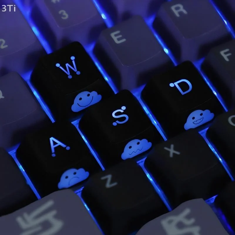 Conjunto de teclas de seta wasd inspiradas em emo, 4 peças, compatível com interruptor mx com iluminação lateral para teclados mecânicos