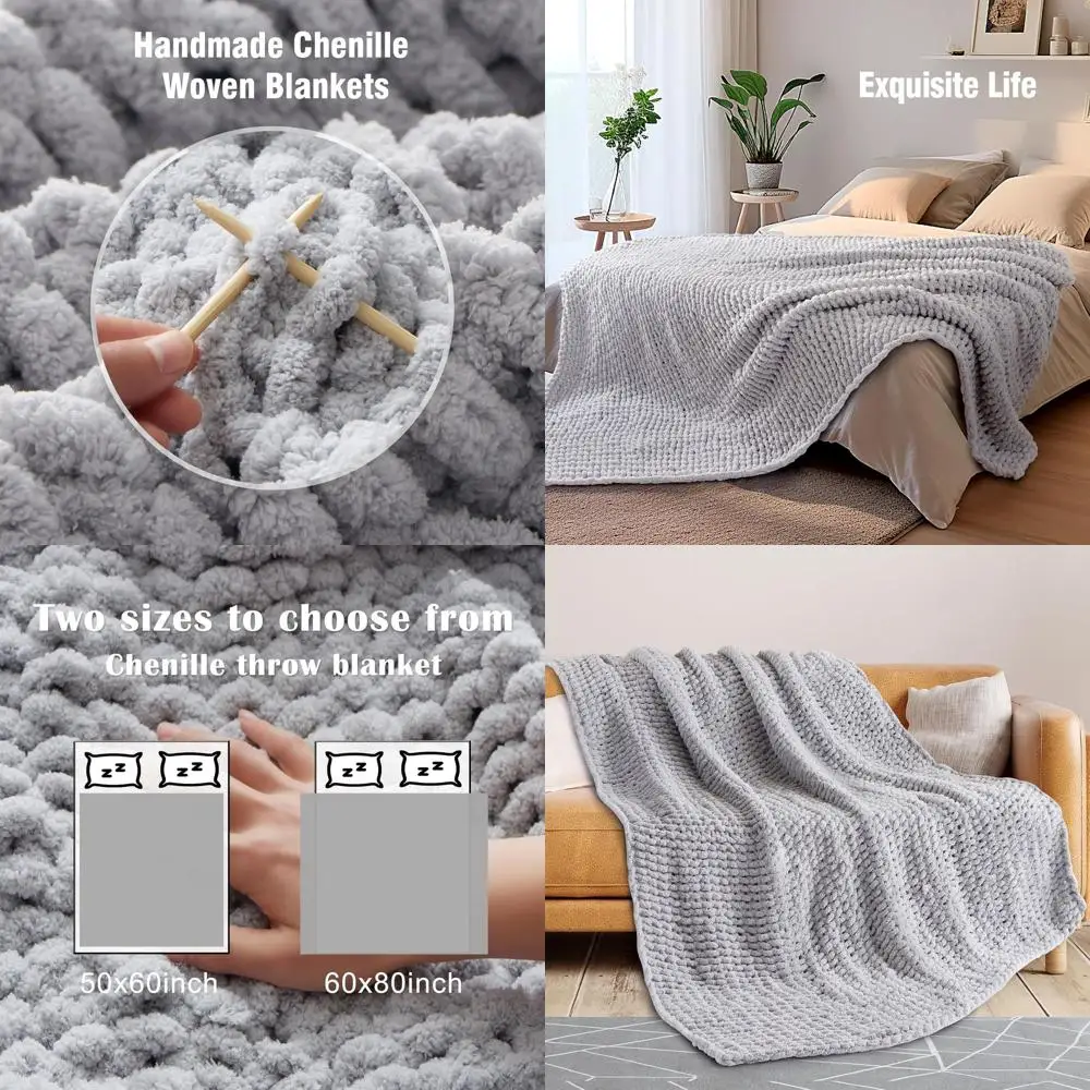 

Тяжелый вес 6,8 фунта 60x80, вязаный крючок из синели ручной работы, мягкий и плюшевый, идеальный подарок для женщин и мам, современный декор Accen