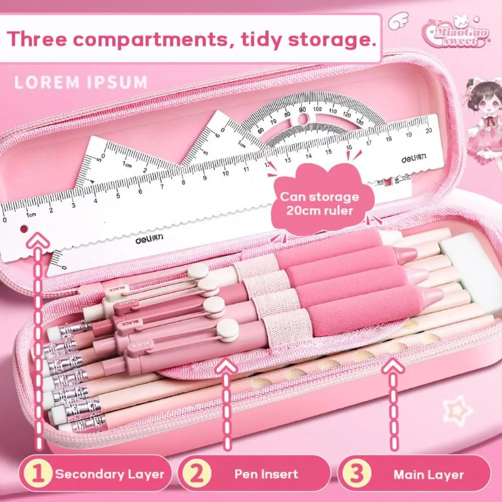 Cartoon Plastic Pencil Case Waterproof Capybara/Panda/Astronaut Pen Box Large Capacity Pen Bag Gift