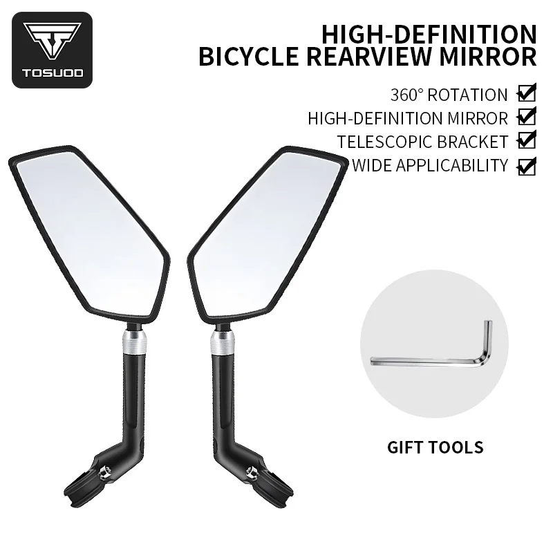 TOSUOD Bike Rearview Mirror For Mountain Bicycle 360° Rotatable Adjustable Telescopic Rearview Mirror Cycling Accessories
