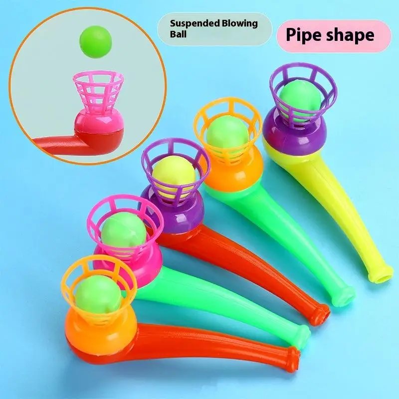 5 pçs tubo de plástico soprando bola brinquedo do miúdo jogo ao ar livre treinamento equilíbrio spirômetro brinquedo aprendizagem educacional para crianças presente engraçado