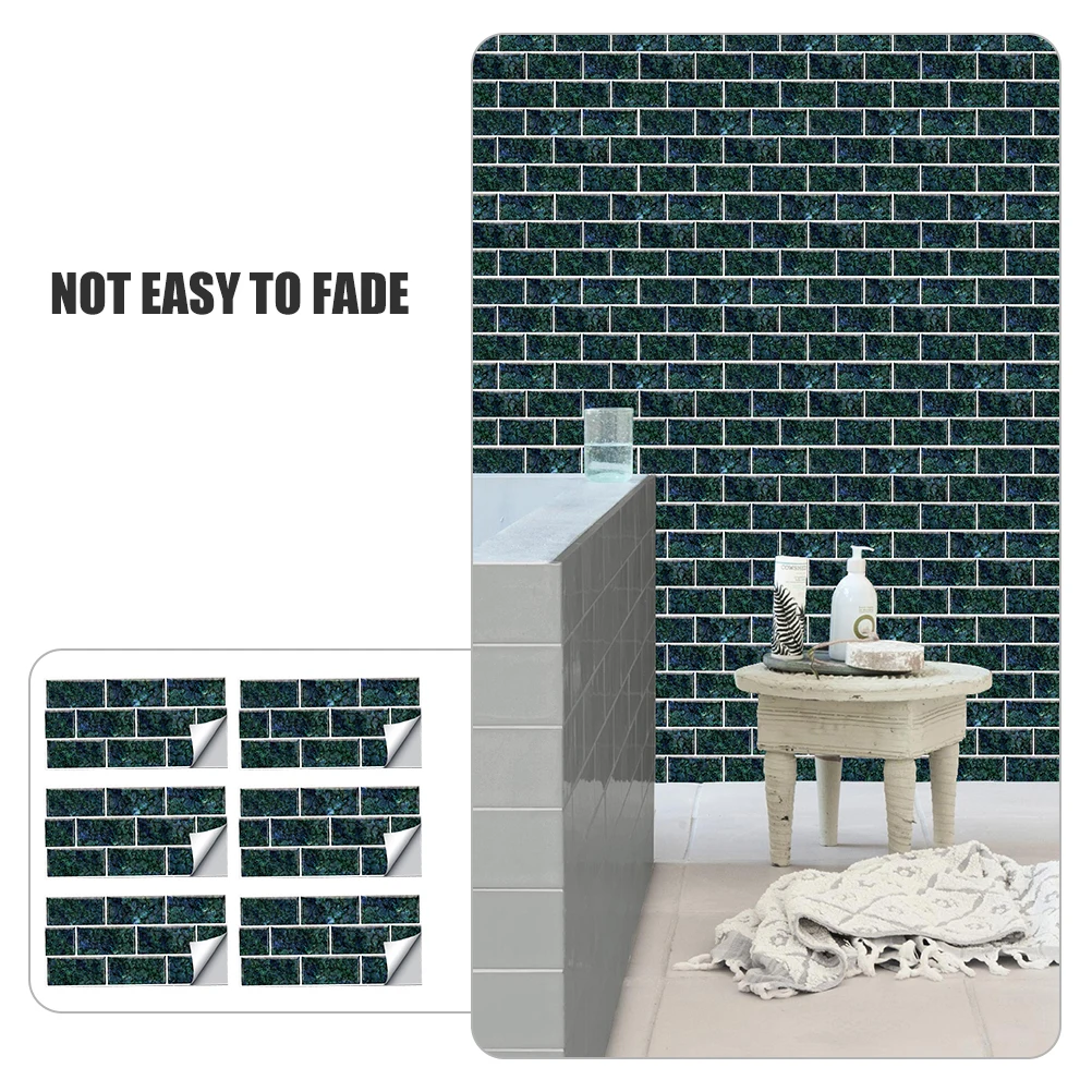 

6Pcs Bathroom Wallpaper Oil-Proof Sticker Waterproof Retro Style Kitchen Countertop Protection Kitchen Wallpaper