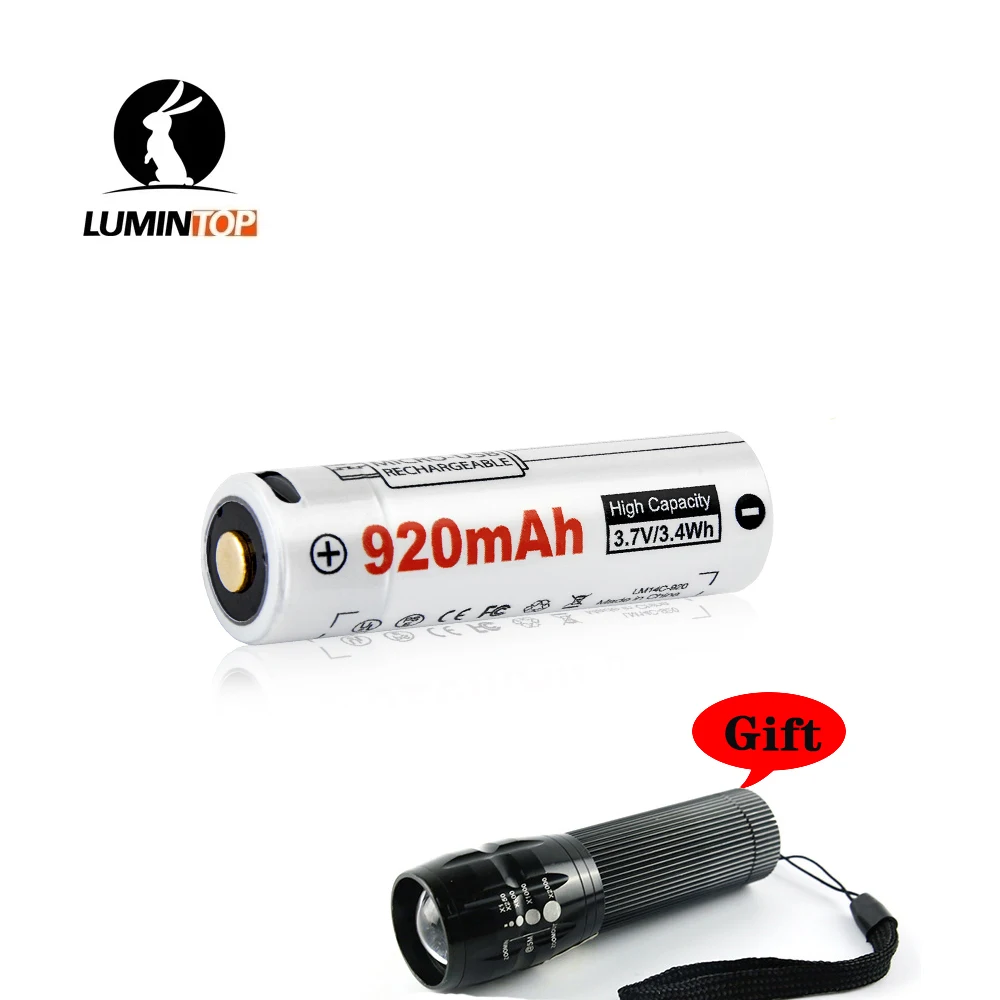 LUMINTOP 14500 battery TYPE-C rechargeable battery, shipped with free flashlight.