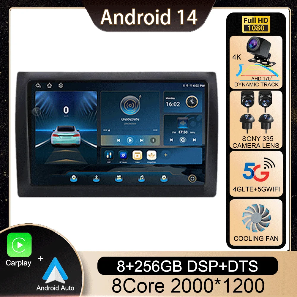 

Android 14 CarPlay Auto Car Radio For Fiat Stilo 2001-2010 Multimedia Video Player GPS Navigation 4G+WIFI Stereo Audio Head Unit