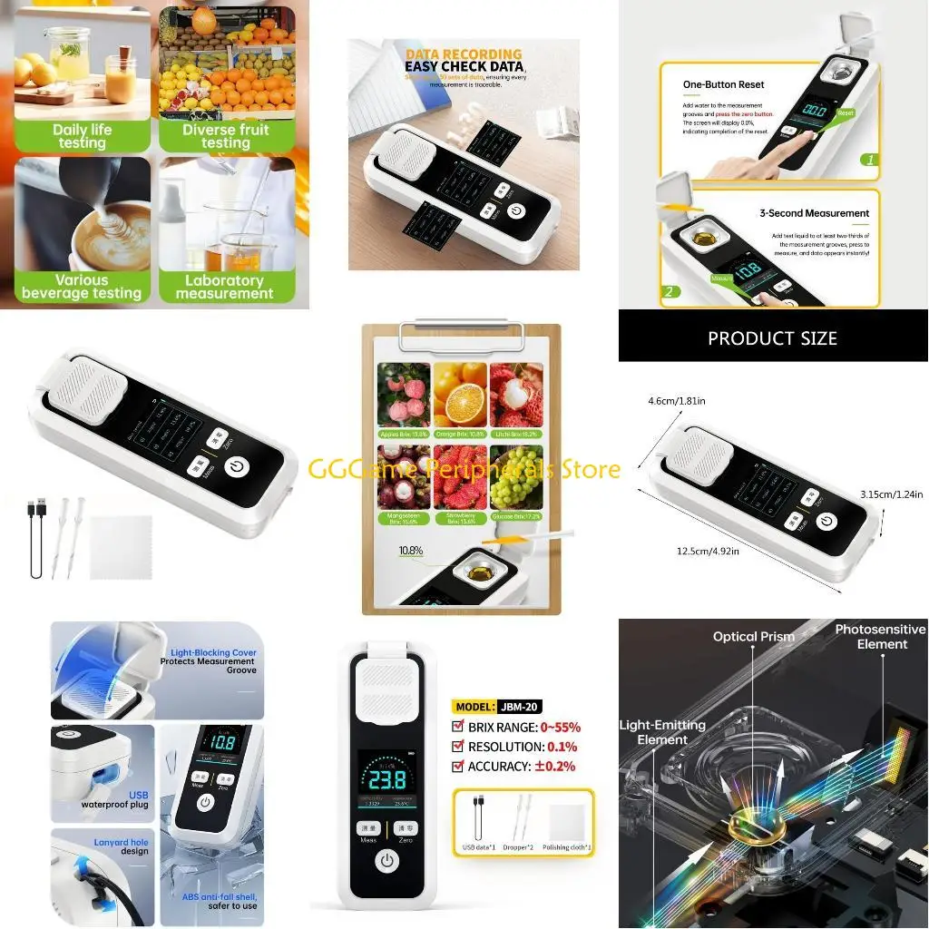 

U55B Rechargeable Sugar Refractometer Sugar Concentration Meter Type C Charging Port