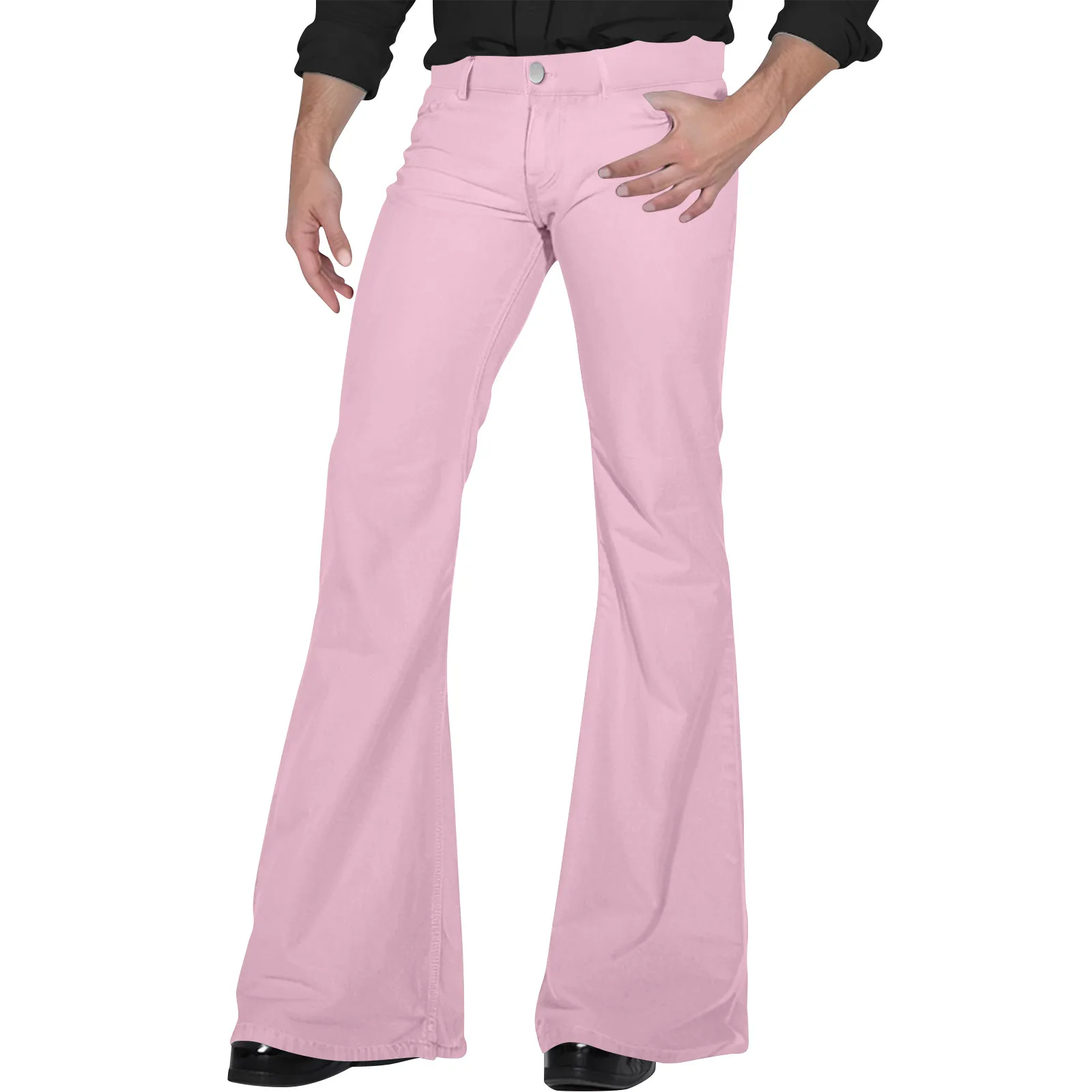 Pantaloni svasati da discoteca retrò da uomo pantaloni Vintage elasticizzati larghi adatti a pantaloni da uomo in Twill elasticizzato retrò comodi svasati