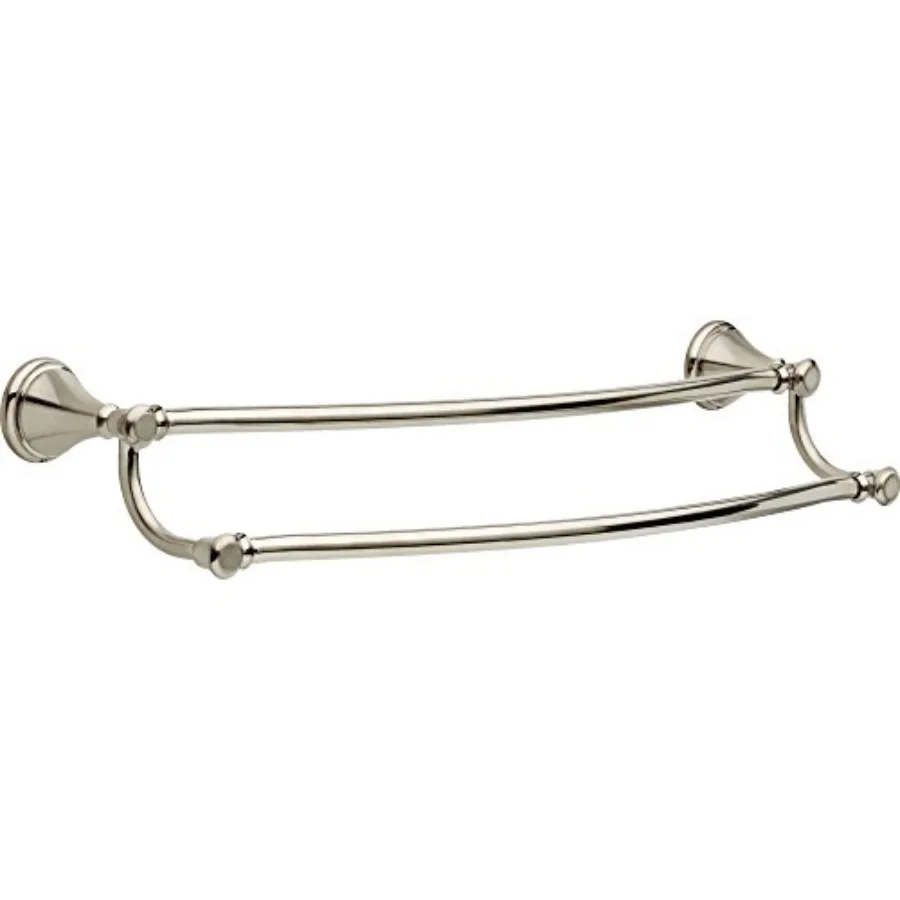 

Wall Mount Double Towel Bar for Bath Stainless Steel 24-in Durable Rubber-Handled Hardware Accessory Ideal for Modern Bathroom