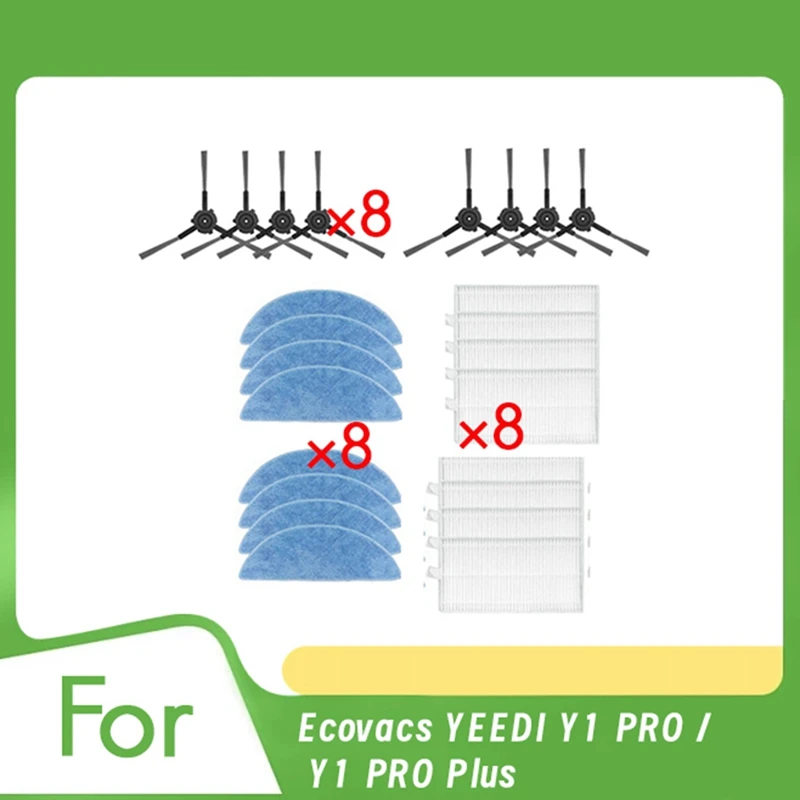 ل Ecovacs YEEDI Y1 Pro / Y1 Pro Plus ملحقات المكنسة الكهربائية فرشاة جانبية ممسحة مرشح استبدال أطقم