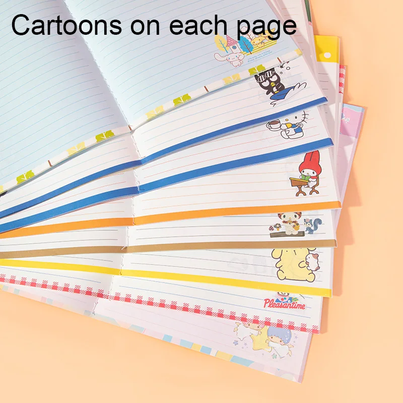 4 Pack/120 Sheets B5 Cute Cartoon Notebook Sewn Binding Diary Weekly Planner for School Office Student Stationery Supplies