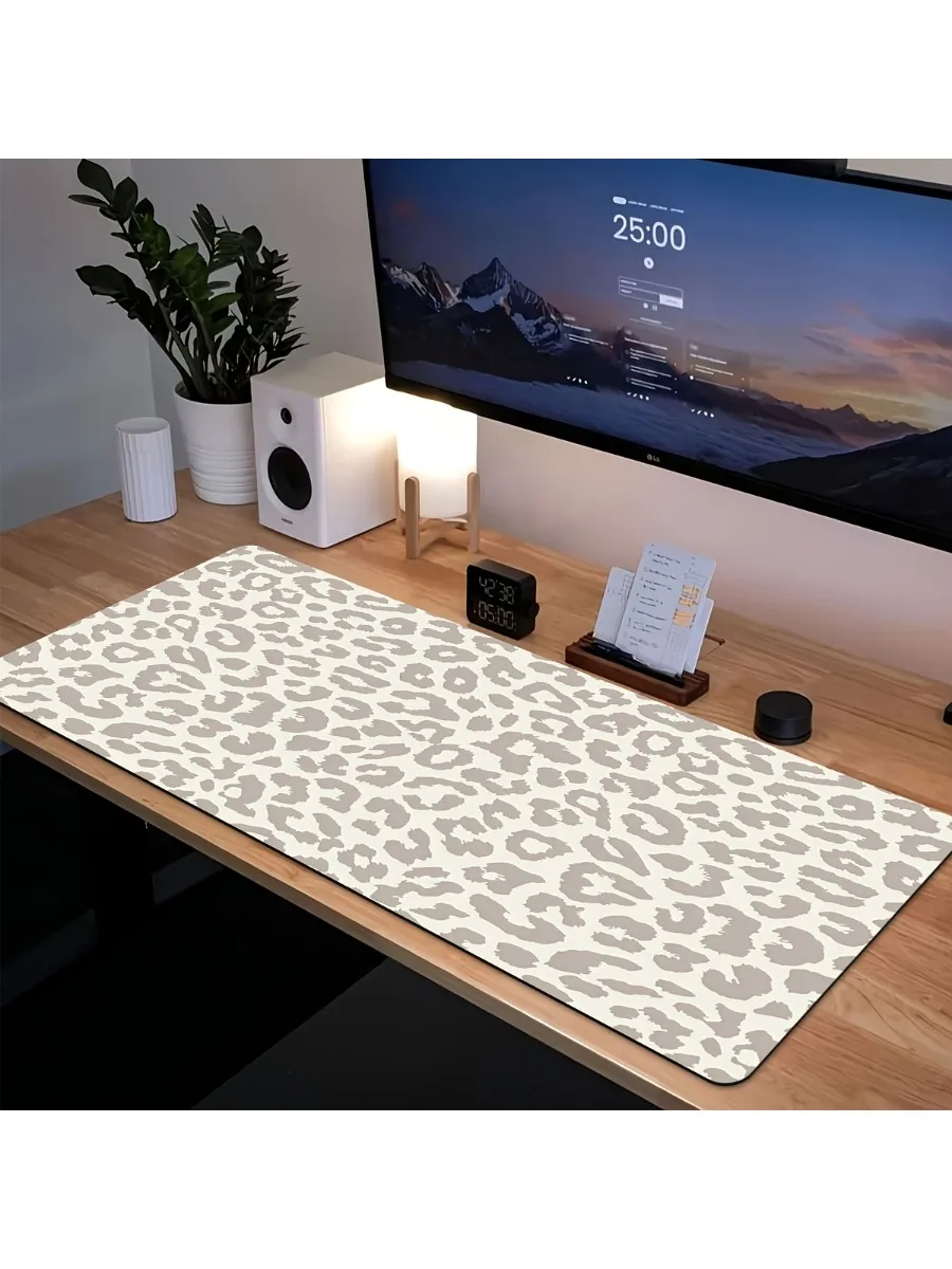 Podkładka pod klawiaturę i mysz XL/XXL Beżowo-brązowa w panterkę Biuro Dom Gaming Akcesoria do postawienia komputera na biurko Mata pod mysz Dywanik — zdjęcie produktu 7