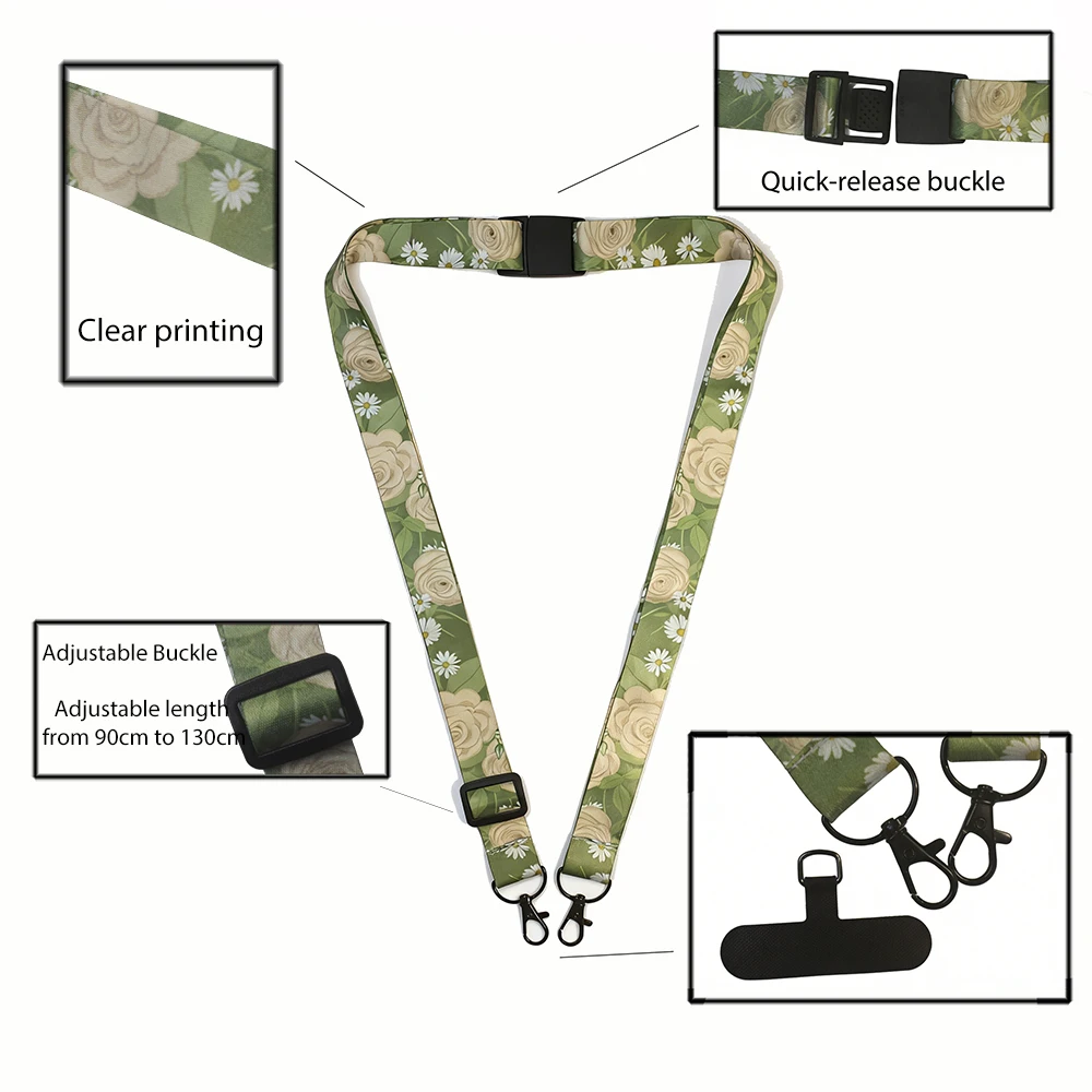 Adjustable Length Animal Markings Phone Case Lanyard with Buckle Work Card Member ID Set Badge Anti-Loss Strap for Exhibitions