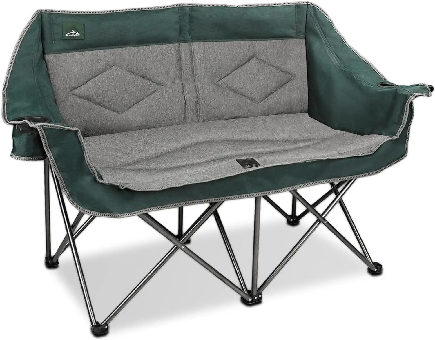 

Folding Loveseat Camping Chair for 2, Double Portable Sofa with Cup Holders, Mesh Storage, Supports 600lbs for Beach Picnic