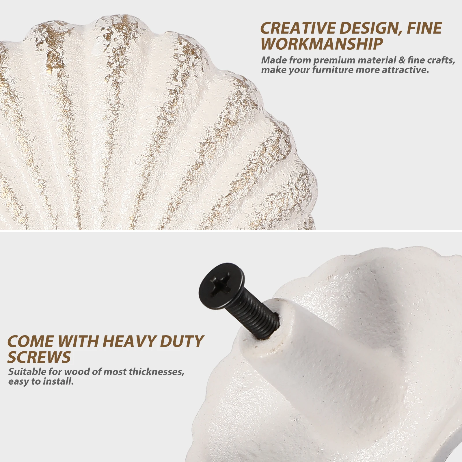 

2pcs Retro Iron Pull Handles White Seashell Kids Room Furniture Knobs Dresser Cabinet Hardware Accessories