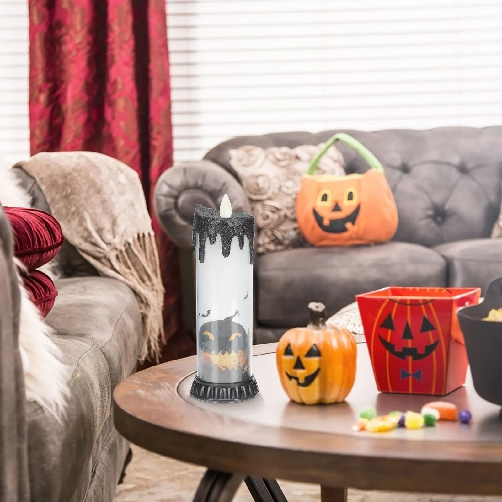 2 pçs halloween lágrima gota led tealight criativo lâmpada decorativa para festa em casa dia das bruxas luz sem chama