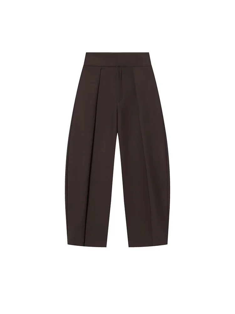 HH Women Elegant Vintage Pleated Balloon Version Trousers Female Zipper High Street Loose Pockets 3-color Spring Pants Mujer
