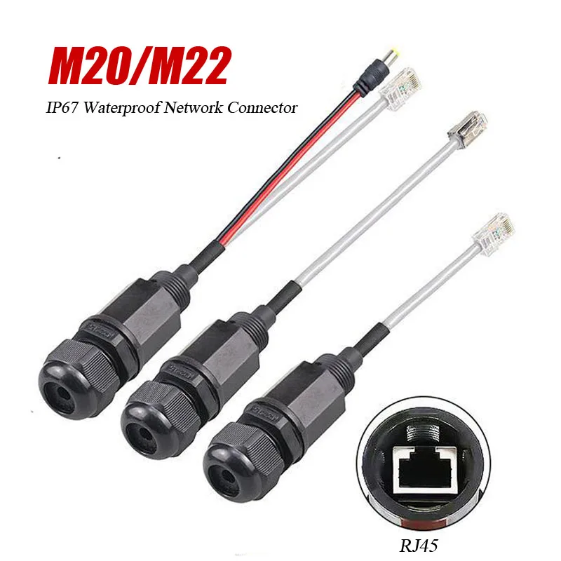 Conector RJ45 IP68 com fio LAN RJ 45 M20 Conector terminal retardador Ethernet à prova d'água Conector de cabo conectado rapidamente