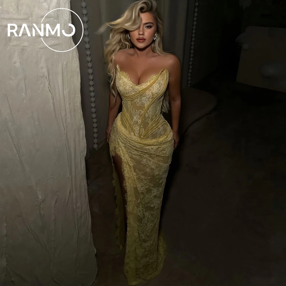 

Ranmo 2026 New Lace Evening Dresses فساتين سهرة Vestidos De Festa Customized Yellow Mermaid Beautiful Prom Dresses