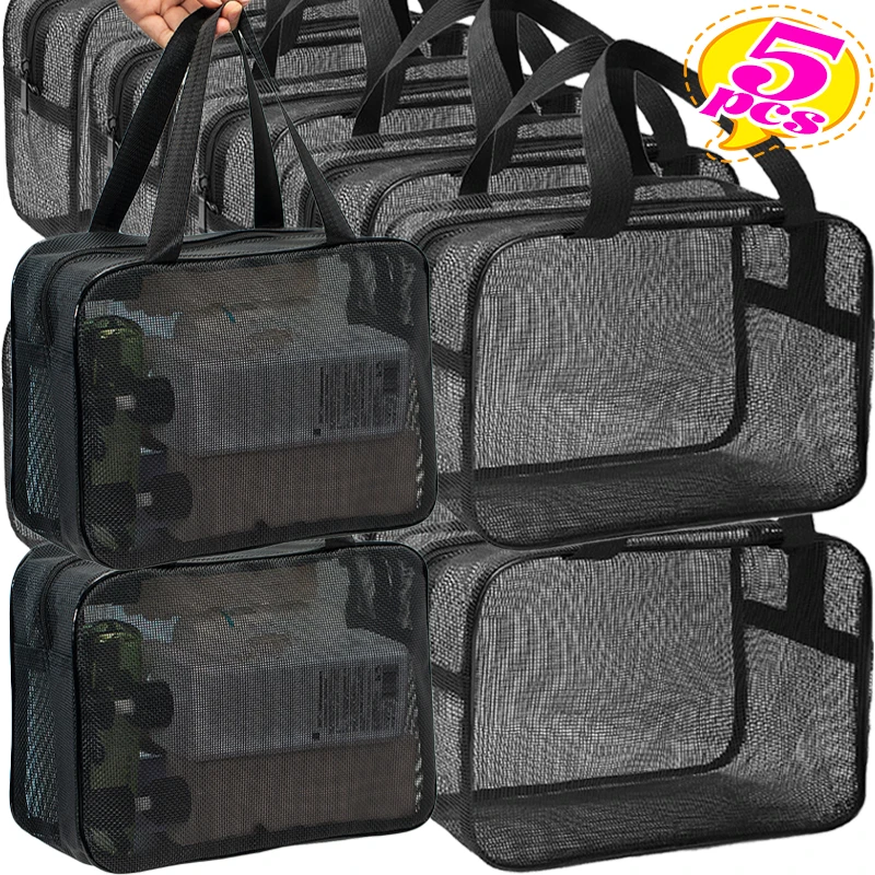 Tragbare Reise-Mesh-Duschtasche, transparente Kosmetik-Aufbewahrungstaschen, Toilettenartikel, Caddy, hängende Badezimmer-Tasche, Make-up-Etui, Organizer