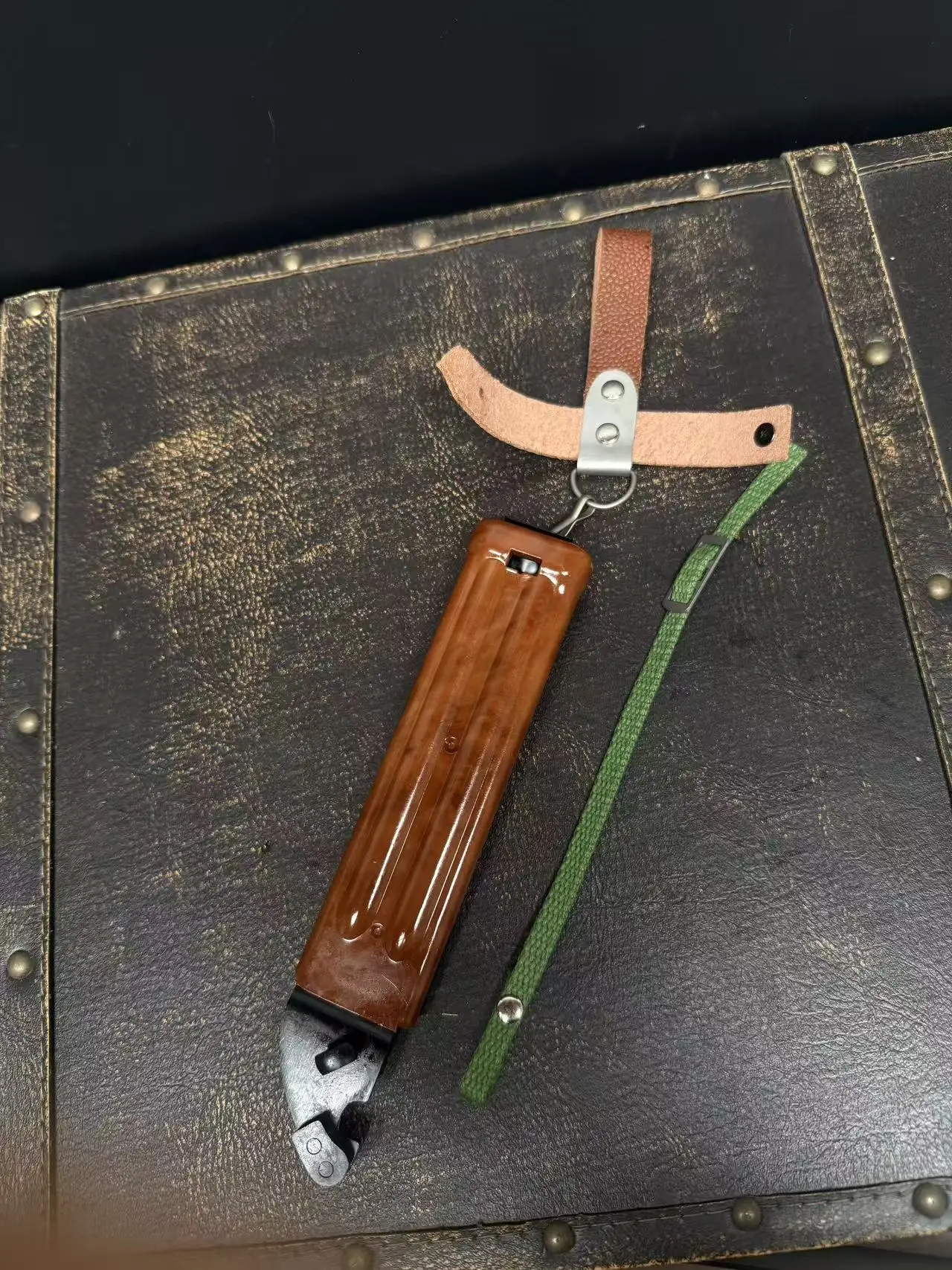 Vintage Knife Sheath,Leather Hanger With Adjustable Green Nylon Strap,Knife Protective Cover Accessory