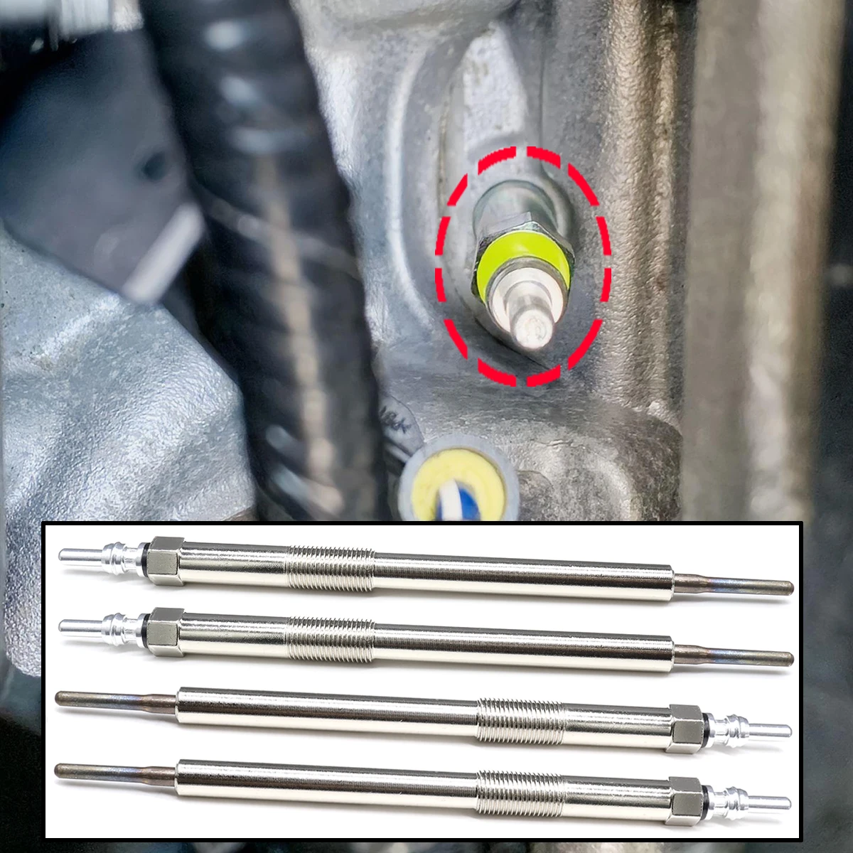 

4 шт. никелированных свечей накаливания для дизельных отопителей 4.5V 110650819R для Renault Talisman LP KP Latitude L70 2.0 dCi Master JV 2.3 dCi