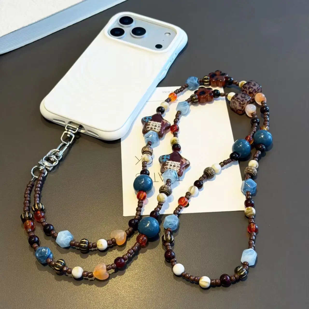Bohemian Beaded Long Crossbody Phone Lanyard, Multi Color Bead Anti-lost Accessory for Women, Fits Phone, Keys and Handbags