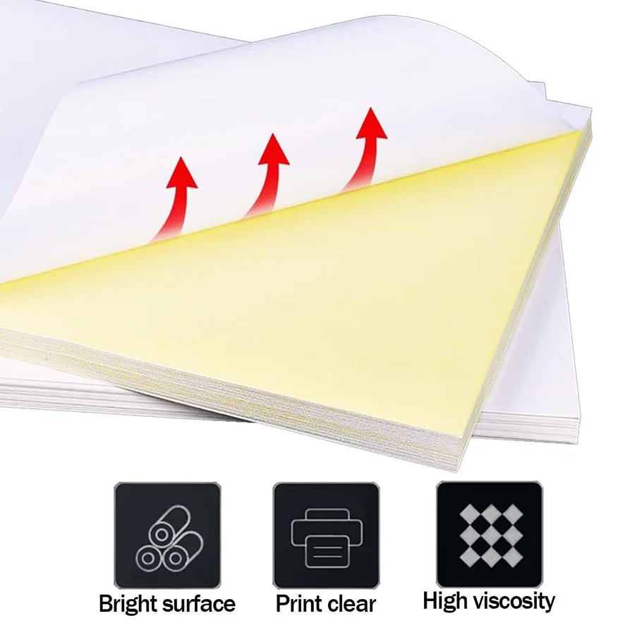 50sheets glossy stickers & A4 self-adhesive paper, printed stickers - self-adhesive stickers, bright white, quick drying