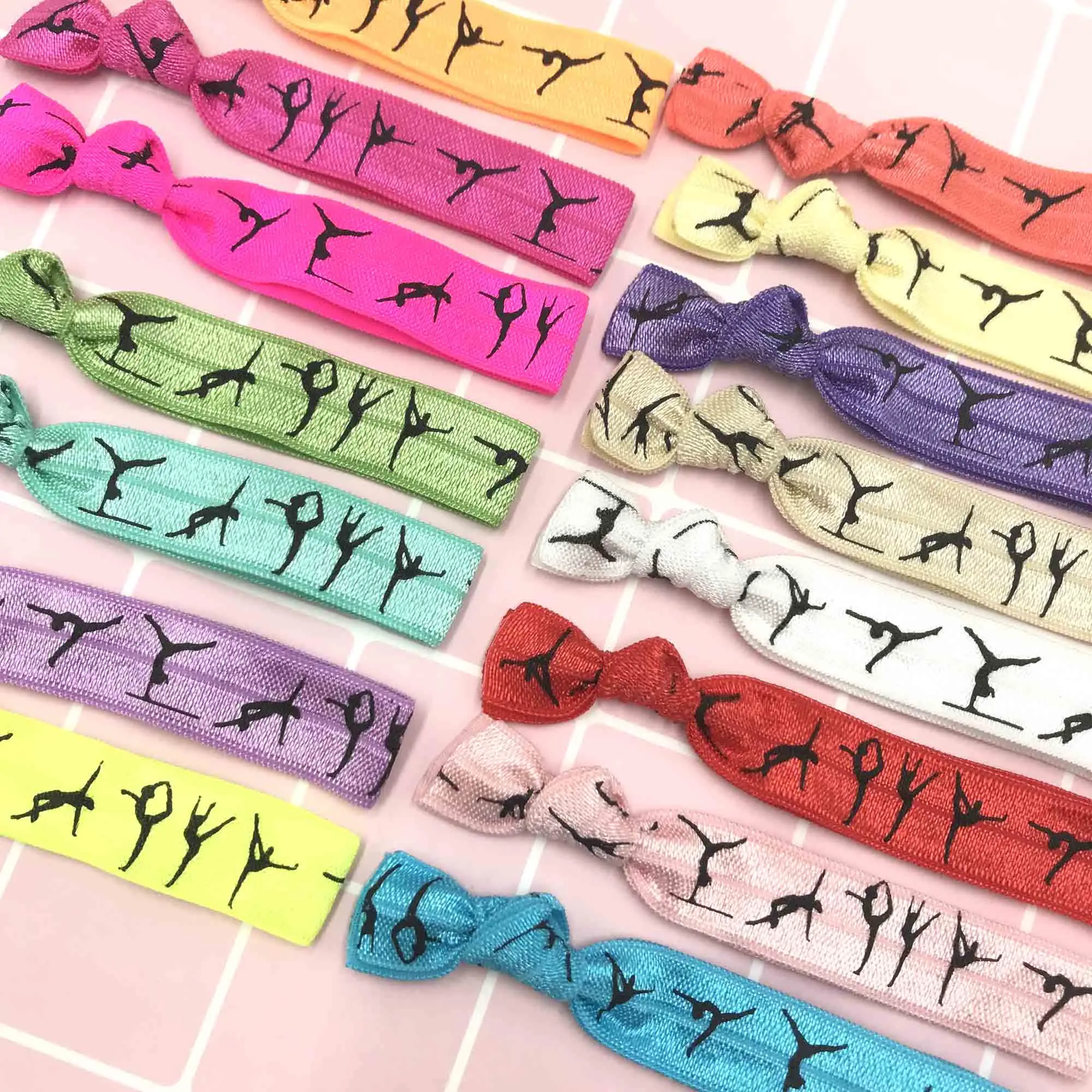 150pcs Gymnastics Elastic Hair Band Wholesale Sports Ponytail Holder Rubber Tied Band Assorted Colors Party Bracelet Wristband