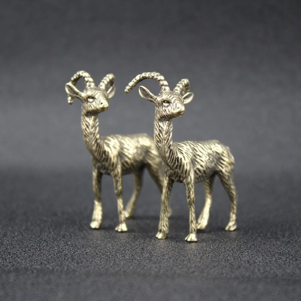 1PC Solid Brass Body Zodiac Sheep Statue Flat Base Frame Fine Carve Detail Tabletop Ornament Sheep Animal Theme