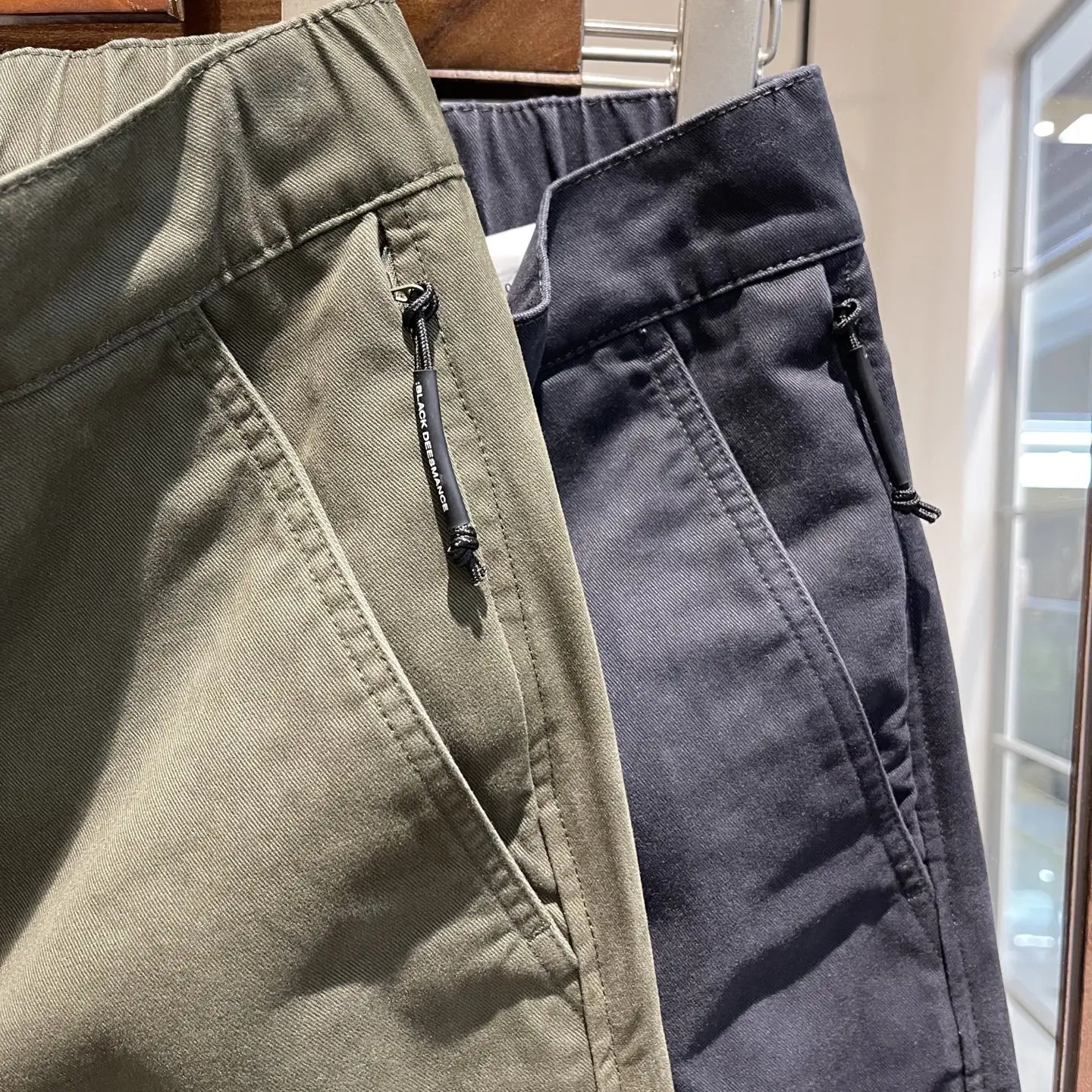 2025 Autunno Inverno 100% cotone lavato pantaloni da lavoro per uomo minimalista elastico in vita affari pantaloni a gamba dritta affusolati
