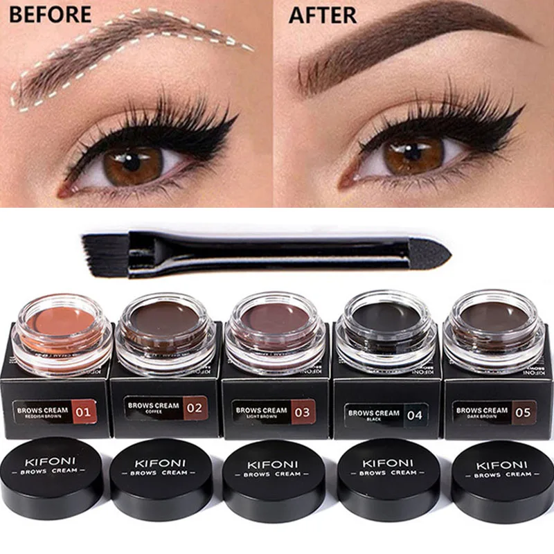 Waterproof  Eyebrow Enhancers Cream 5 Colors Long Lasting Eyebrow Natural Quick-drying Eyebrow Cream with Eyebrow Brush Cream