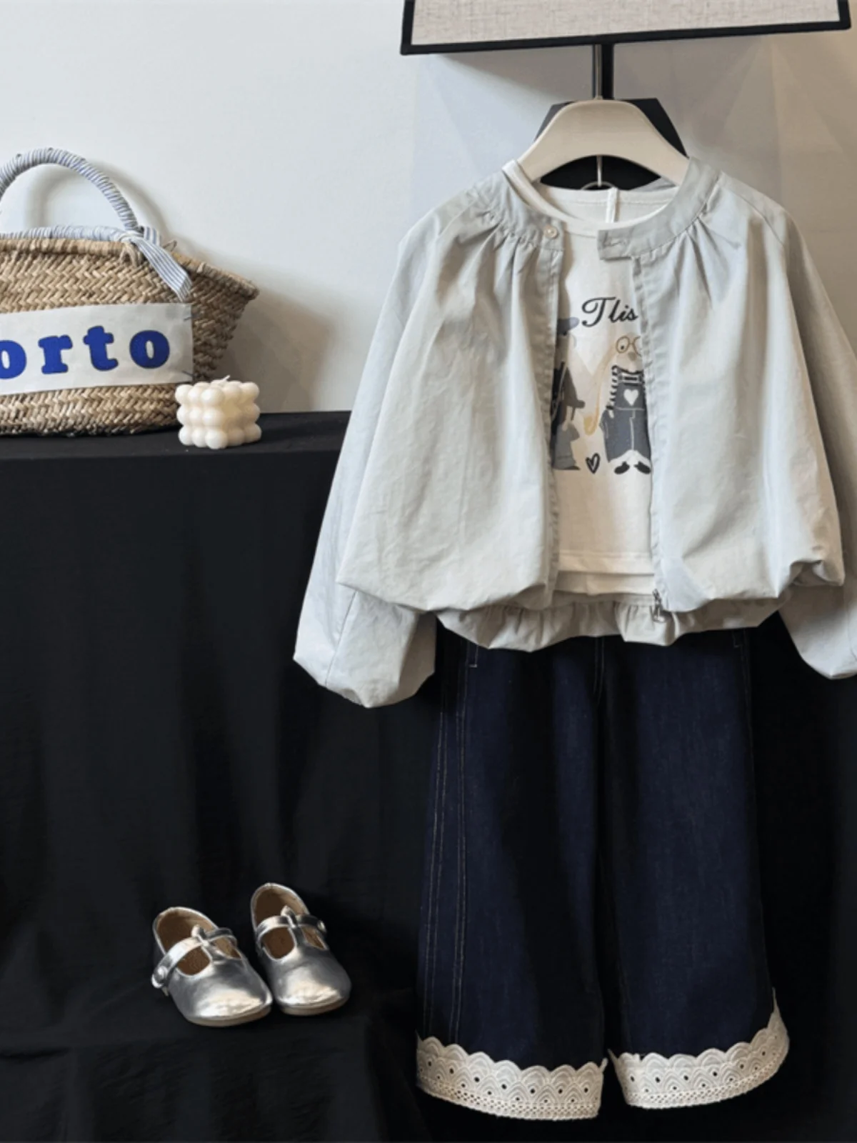 

Faionable Korean Sle Girls Autumn Jaet 2024 New Arrival Cotton Blend Long Sve Zipper Closure Commute Friendly Top