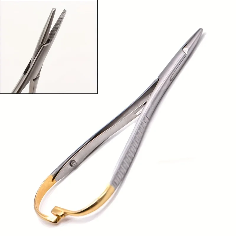 Ergonomisches Edelstahl-Spitzzangen-Set mit goldenen Akzenten – Handgehaltene Klemmzange und Pinzette mit gezahntem Griff zum Knotenbinden