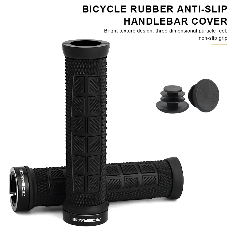 RIDERACE Bicycle Handlebar Grips Lock on MTB Mountain Bike Handle Bar Cover Rubber Shockproof Non-Slip Ergonomic Cycling Grips