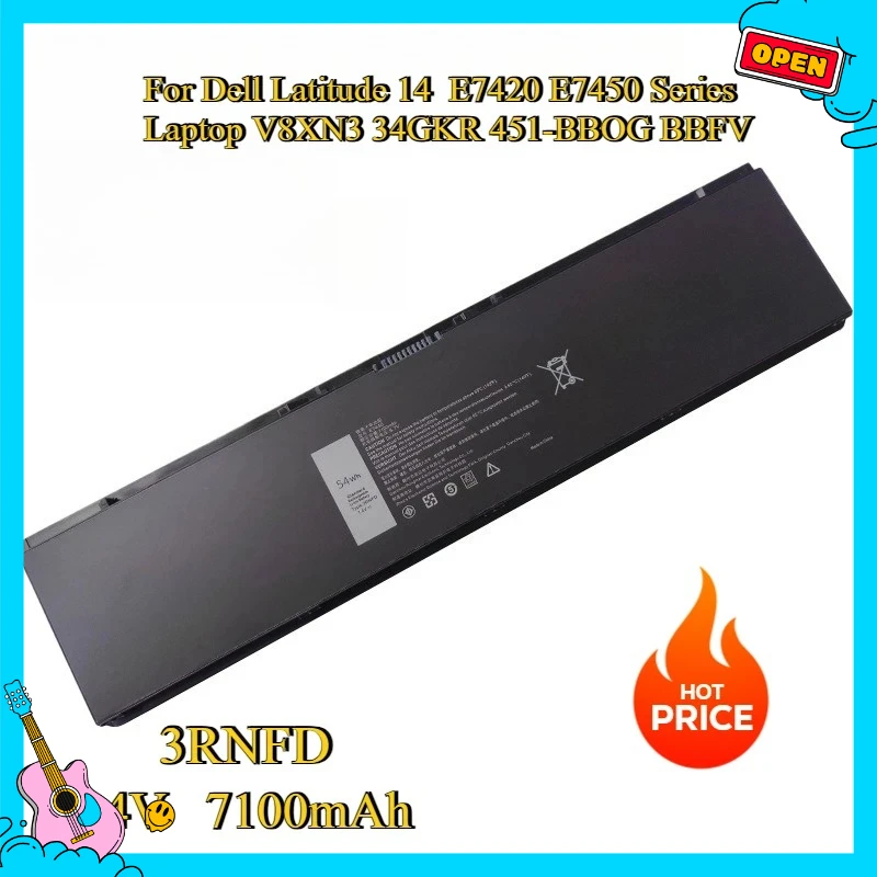 

New 7.4V 54Wh E7440 3RNFD Battery Replacement for Dell Latitude 14 E7420 E7450 Series Laptop V8XN3 34GKR 451-BBOG BBFV