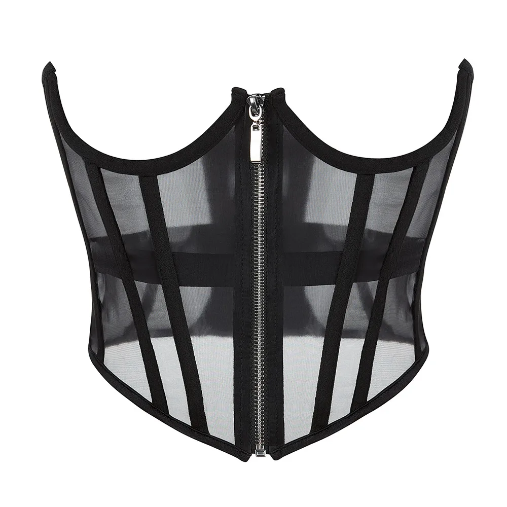 

Corsets Bustiers Underbust for Women Top Sexy Waist Cincher Transparent Lingerie Shape Body Belt Plus Size Corselet With Zipper