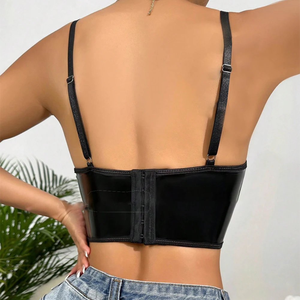 

Solid Color Womens Tops Womens Tops Wet Look All Seasons Bra Clubwear Crop Tops Dance Bra Lingerie Comfortable