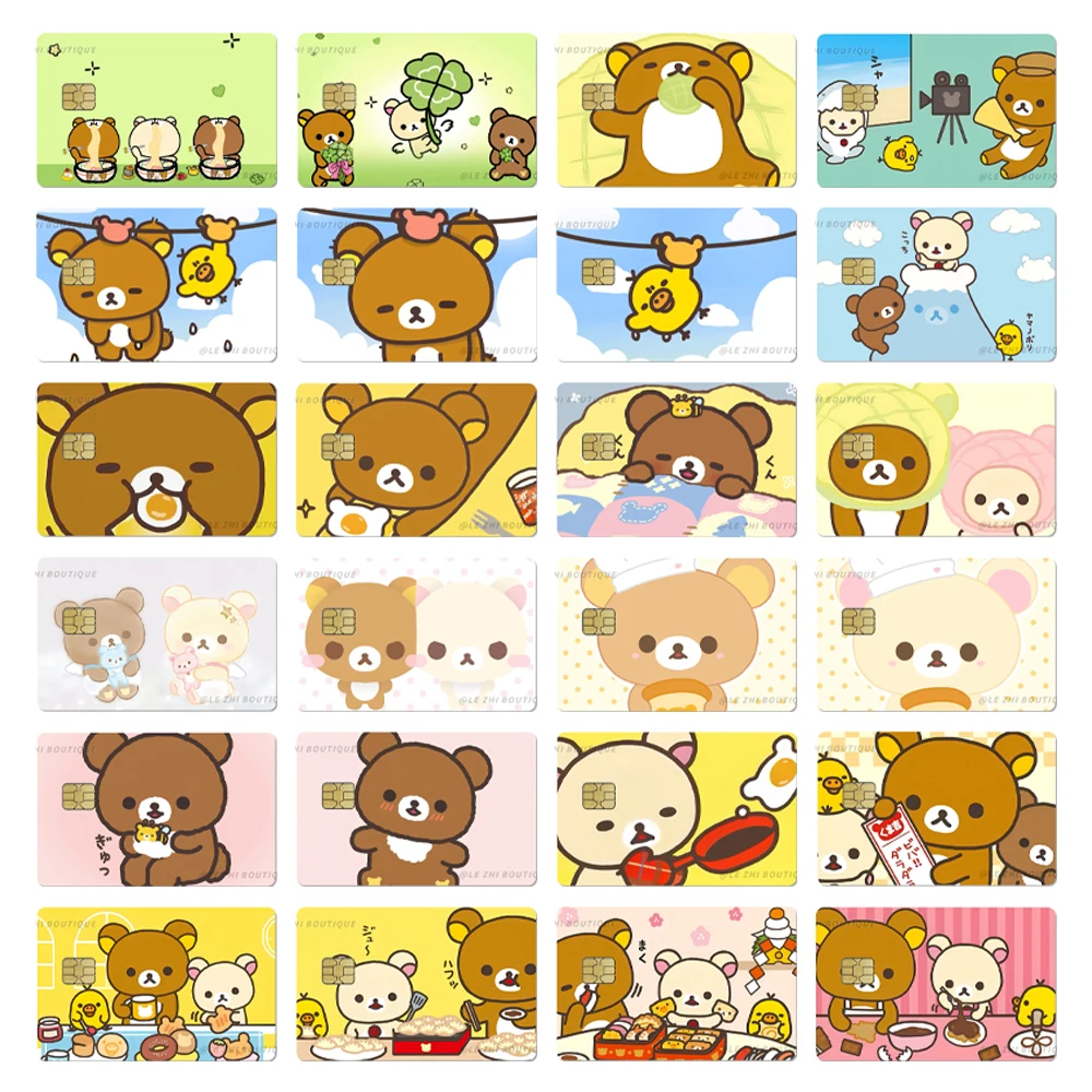 

Sweet Lovely Cartoon Rilakkuma Credit Card Bank Bus Card Sticker Waterproof Small Chip Metro Access Card Protective Film Sticker
