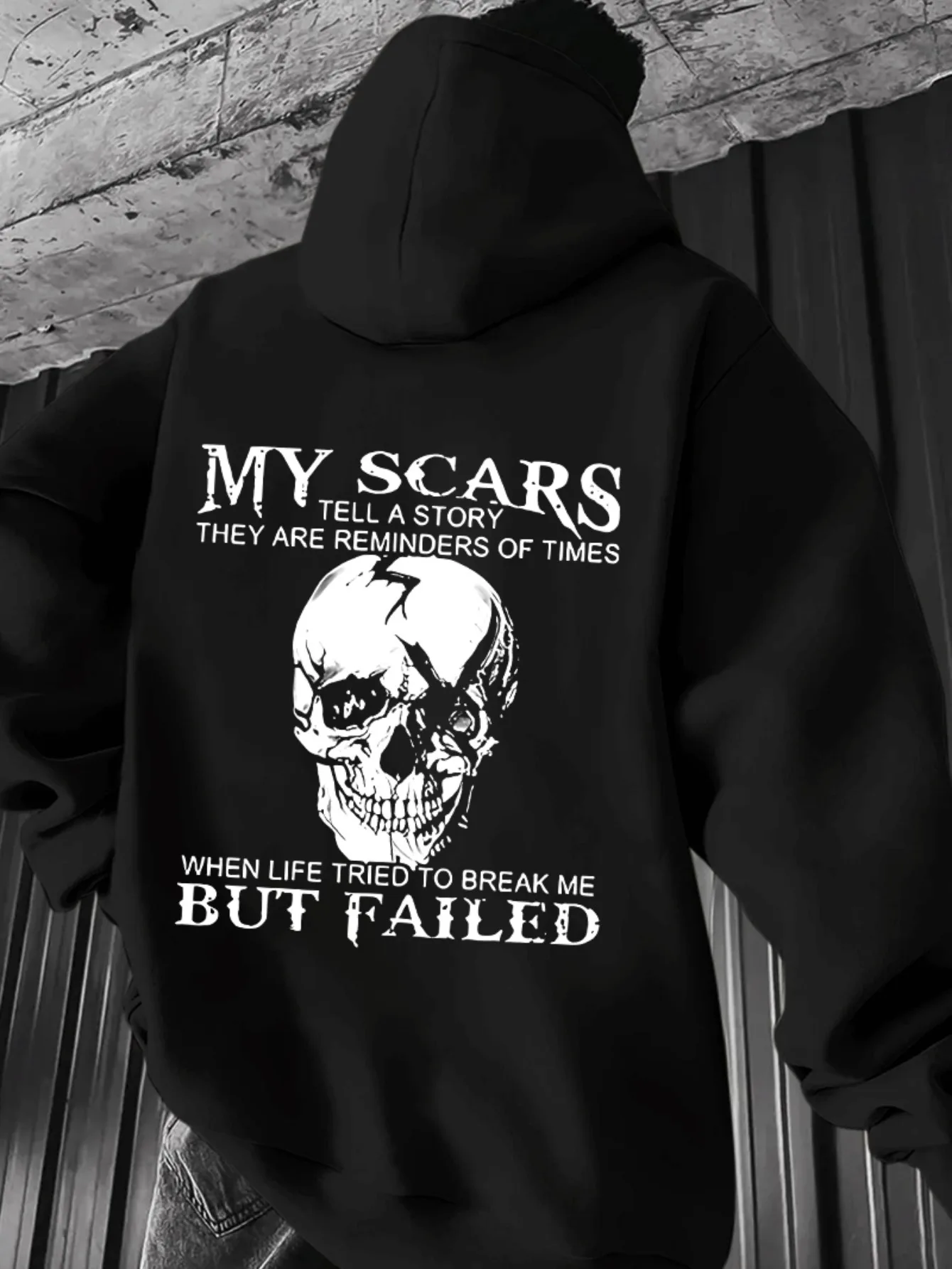 

2025 Autumn and Winter Men's Inspirational Skull Graphic Hoodie _ Scars A High-end Luxury Is for Both Men and Women Top Y2k